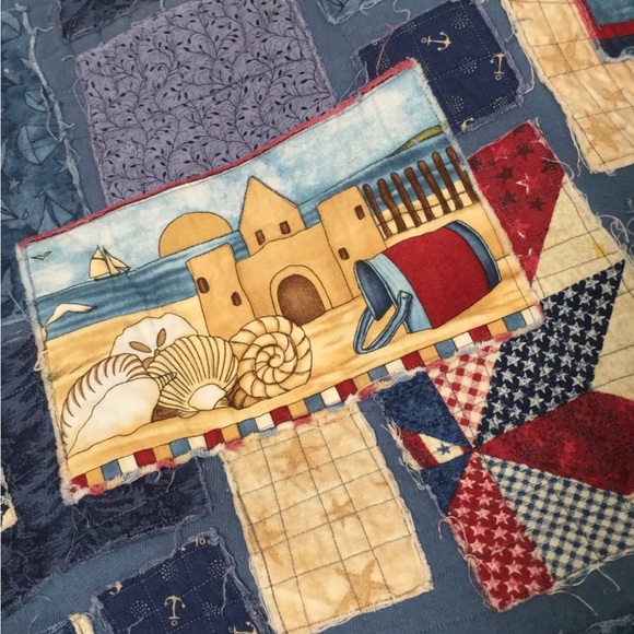 Quilted Patchwork Jacket Size 1X Boxy Oversized Coastal Nautical Country Artsy - Picture 9 of 13